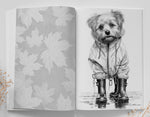Herbst Hunde Malbuch Graustufen (Buchdruck)