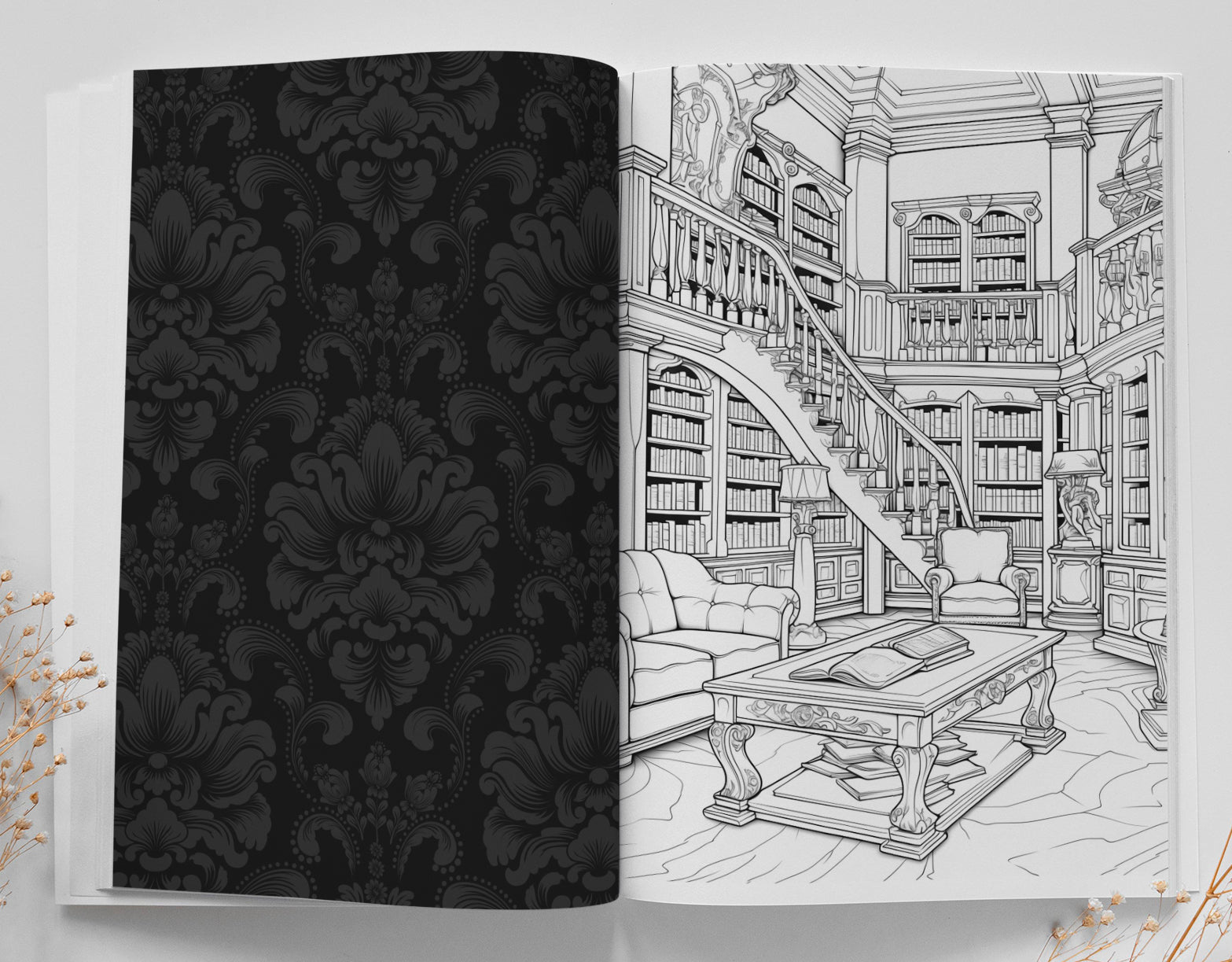 Bibliotheken Malbuch Graustufen (Digital) - Monsoon Publishing