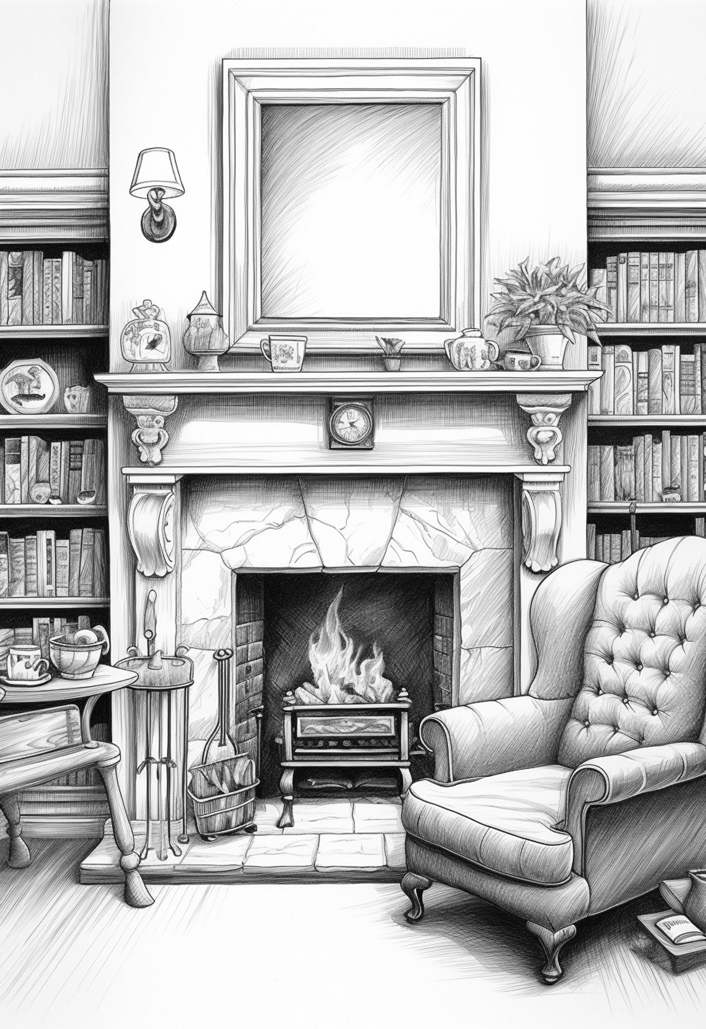 Bibliotheken Malbuch Graustufen (Digital) - Monsoon Publishing