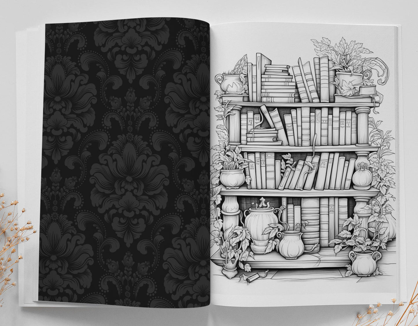 Bibliotheken Malbuch Graustufen (Digital) - Monsoon Publishing
