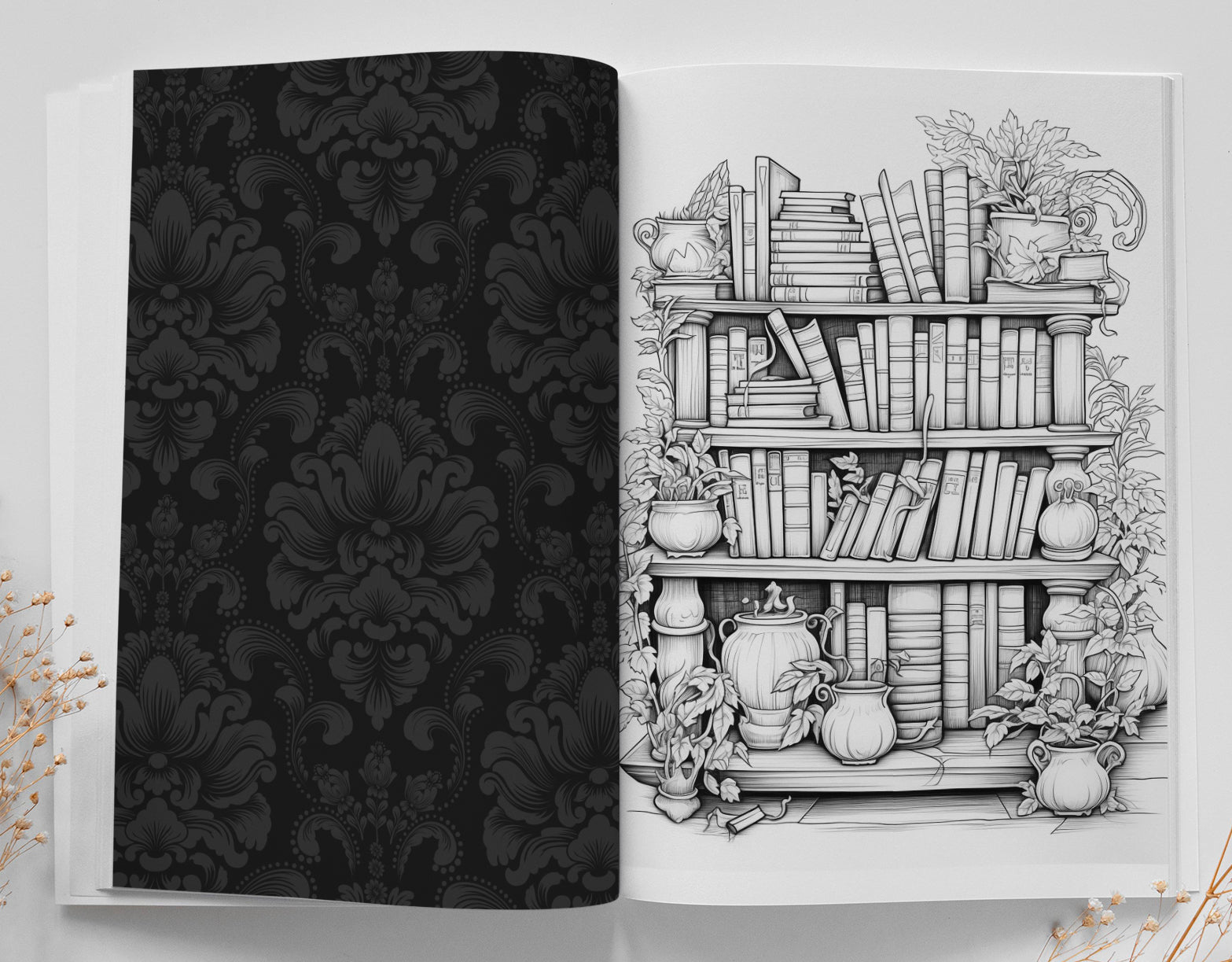 Bibliotheken Malbuch Graustufen (Digital) - Monsoon Publishing
