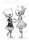 Cute Creepy Dolls Graustufen Malbuch (Buchdruck)