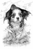 Herbst Hunde Malbuch Graustufen (Digital)
