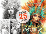 Brazilian Carnival Graustufen Malbuch (Digital)