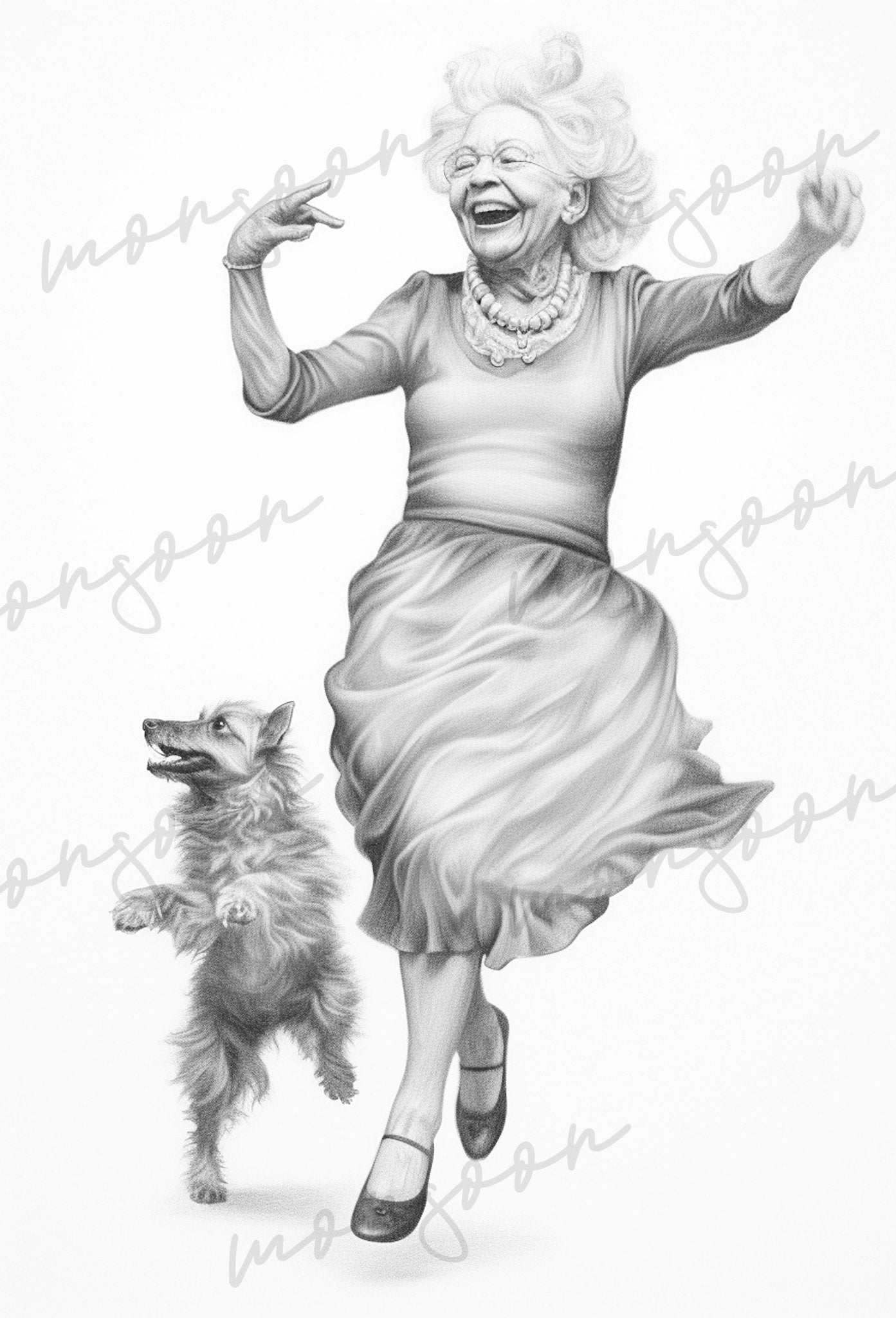 Crazy Grossmütter Malbuch Graustufen 2 (Digital) - Monsoon Publishing