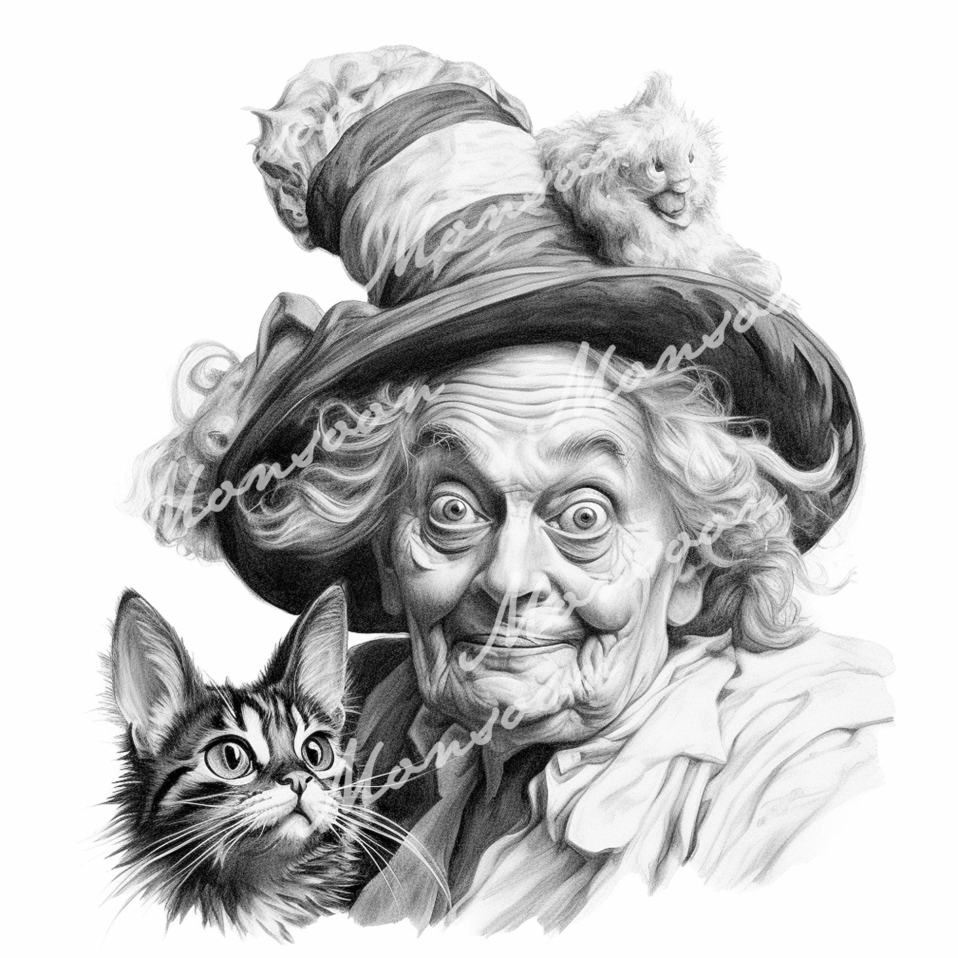 Crazy Grossmütter Malbuch Graustufen (Digital) - Monsoon Publishing