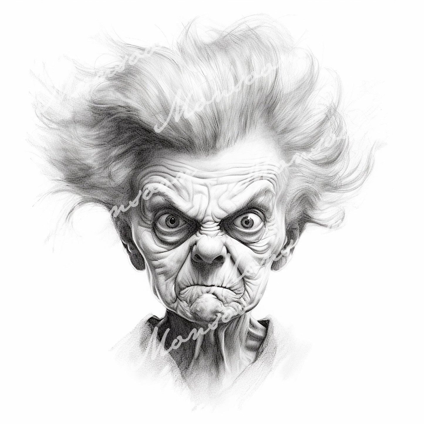 Crazy Grossmütter Malbuch Graustufen (Digital) - Monsoon Publishing