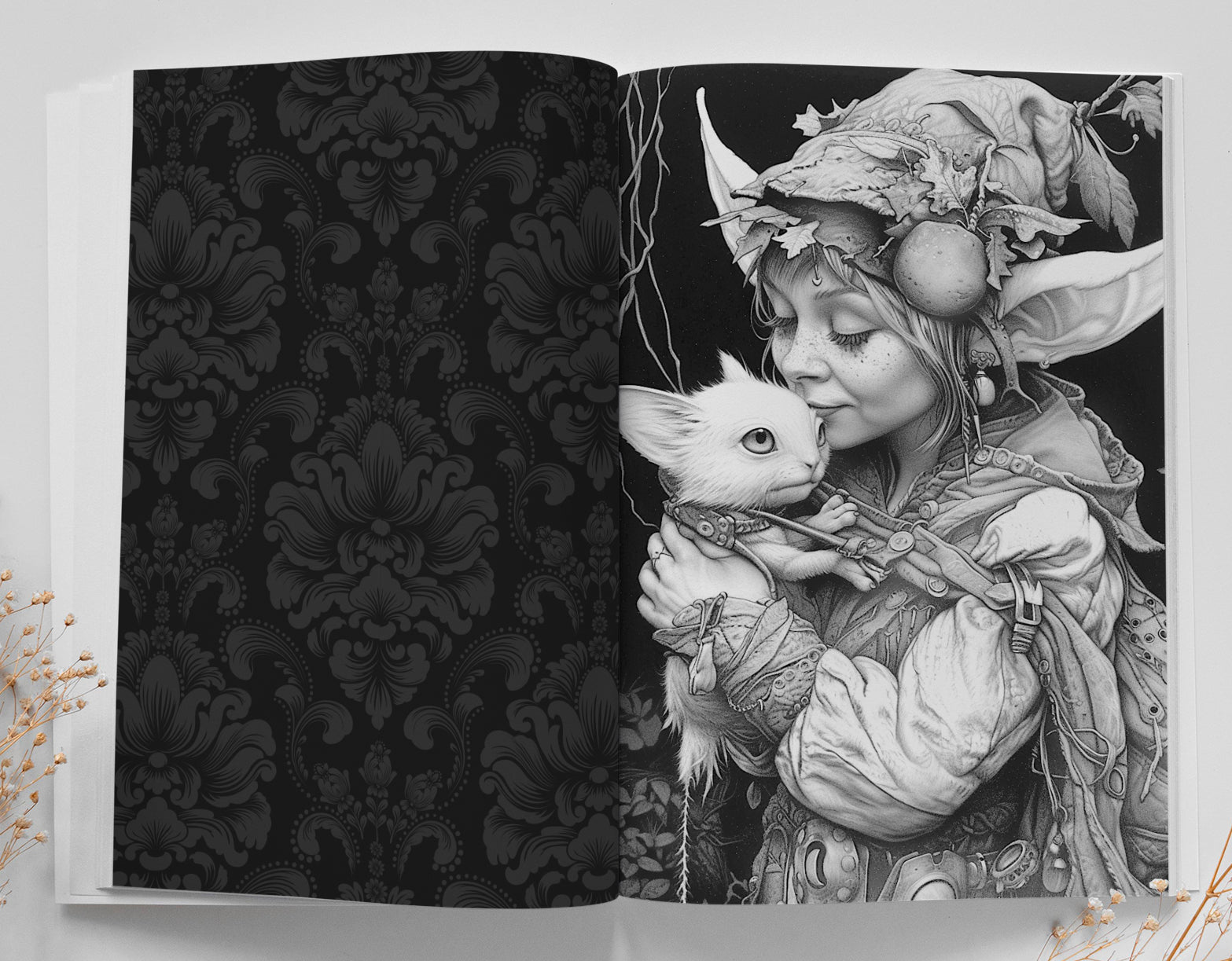 Elfen Tiere Malbuch Graustufen (Buchdruck) - Monsoon Publishing
