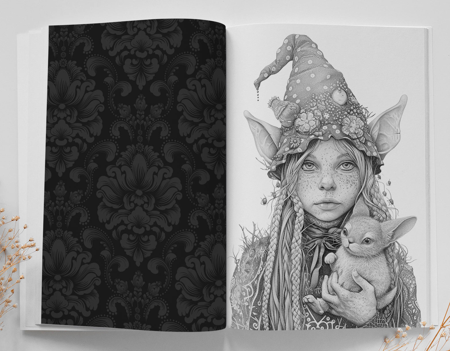 Elfen Tiere Malbuch Graustufen (Digital) - Monsoon Publishing