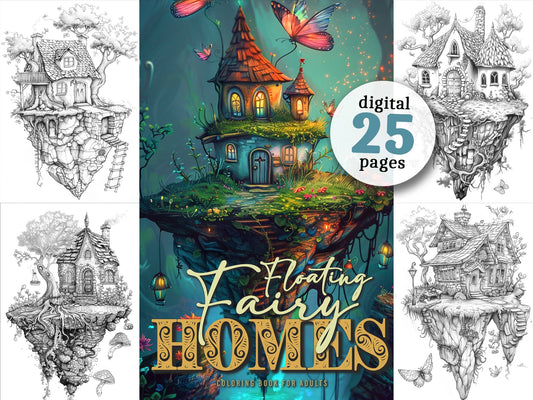 Fliegende Feen Häuschen Malbuch (Digital) - Monsoon Publishing