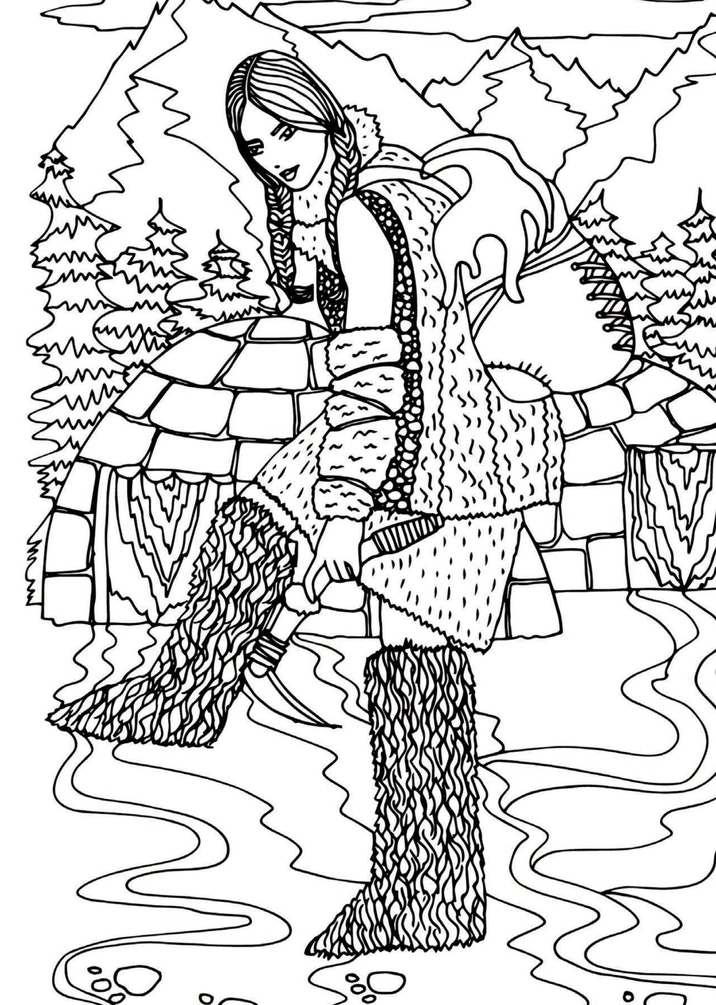 Frauen Folklore Malbuch für Erwachsene (Buchdruck) - Monsoon Publishing