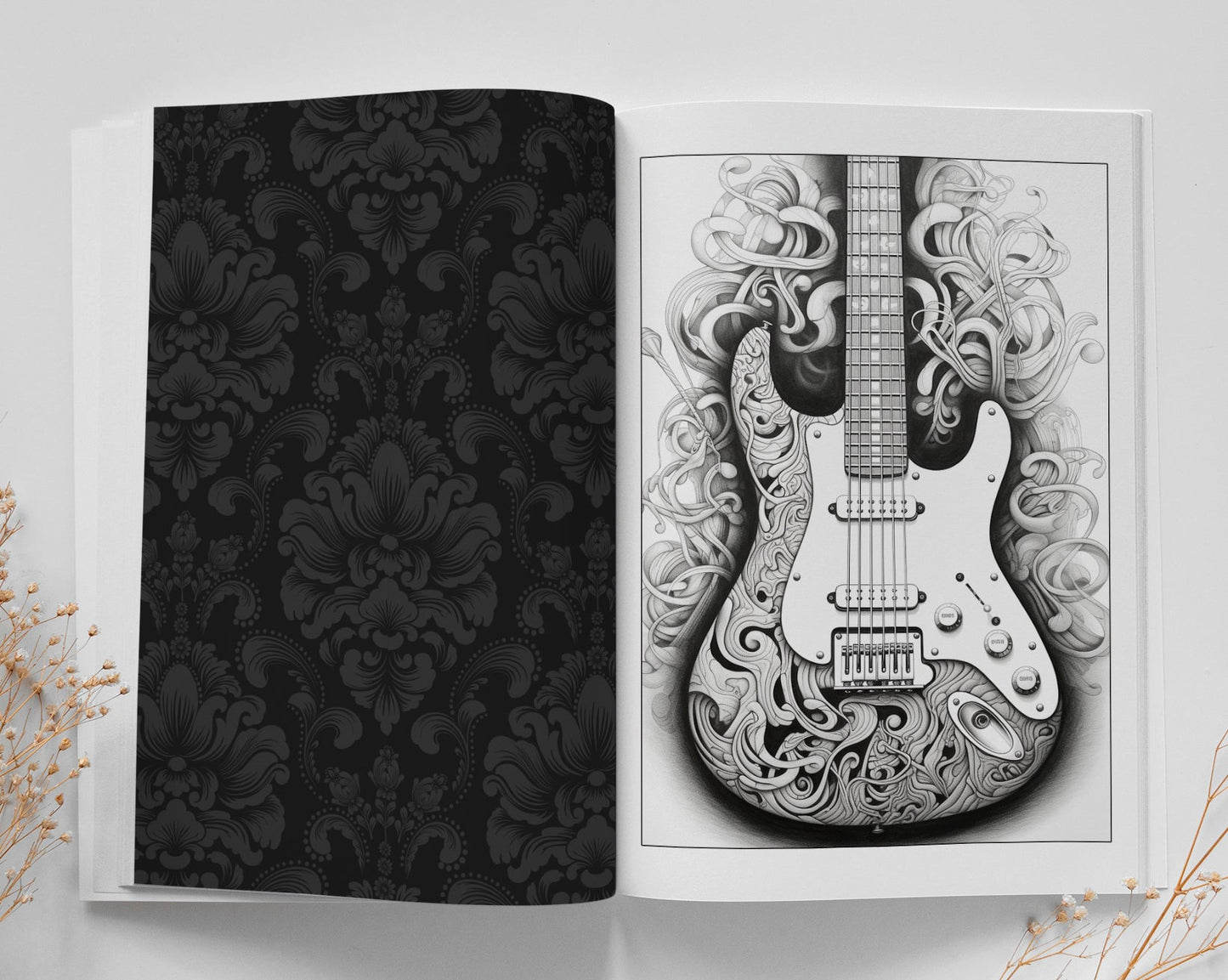 Gitarren Malbuch Graustufen (Buchdruck) - Monsoon Publishing