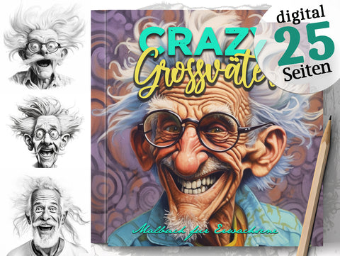 Crazy Grossväter Graustufen Malbuch (Digital)
