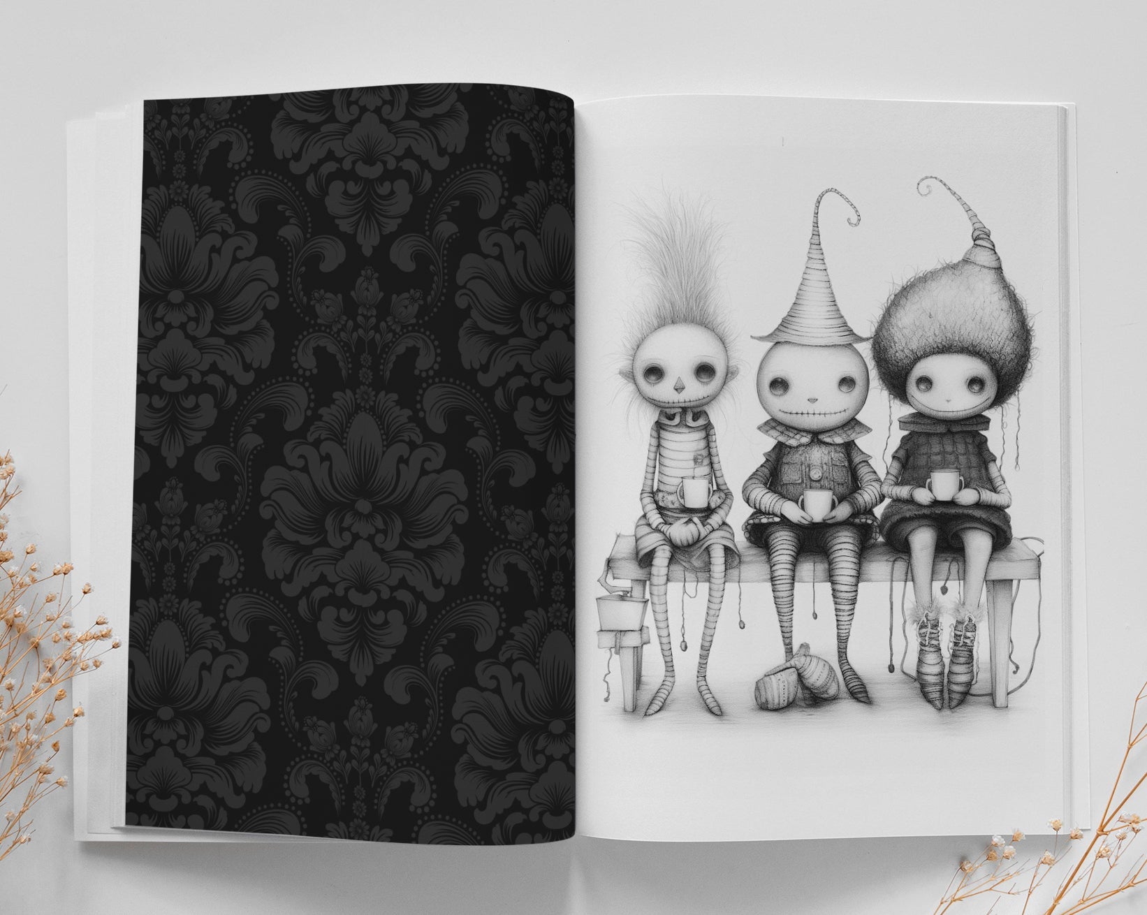 Grusel Puppen Malbuch Graustufen (Buchdruck) - Monsoon Publishing