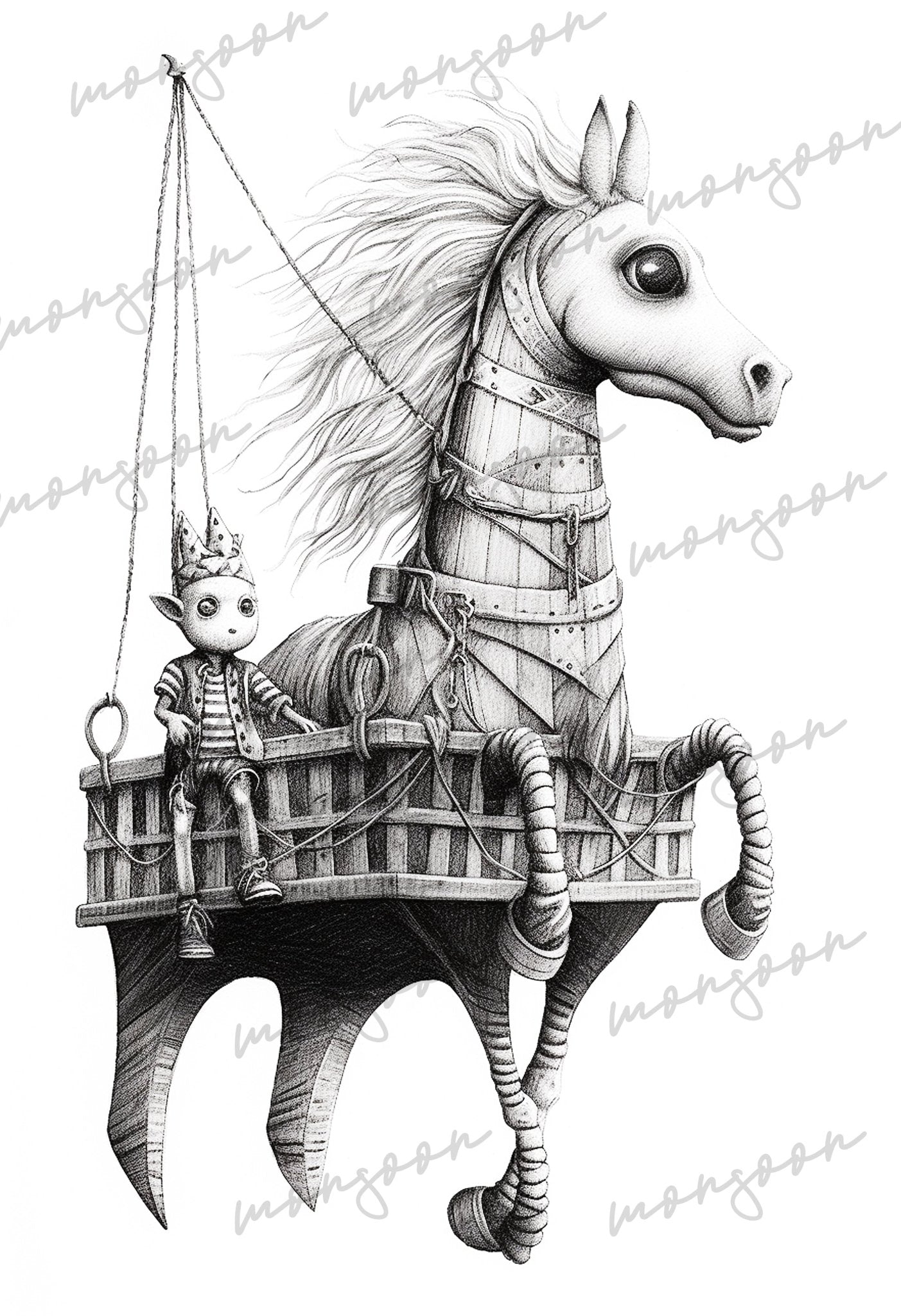 Grusel Puppen Malbuch Graustufen (Buchdruck) - Monsoon Publishing