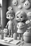 3D Malbuch für Kinder Graustufen (Digital)