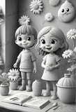 3D Malbuch für Kinder Graustufen (Digital)