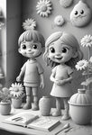 3D Malbuch für Kinder Graustufen (Buchdruck)