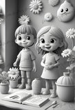 3D Malbuch für Kinder Graustufen (Buchdruck)