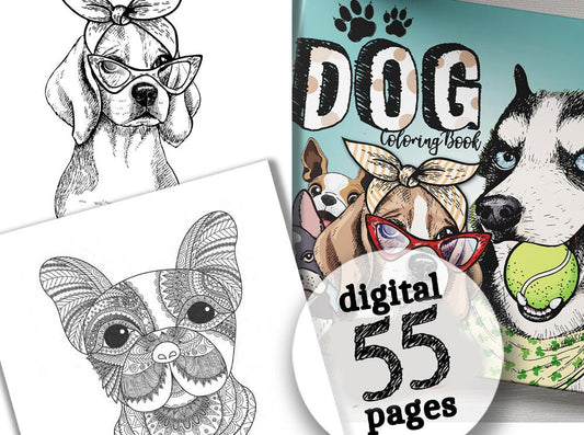 Hunde Malbuch für Erwachsene (Digital) - Monsoon Publishing