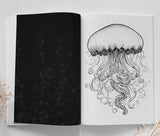 Tiefsee Quallen Ozean Graustufen Malbuch (Digital)