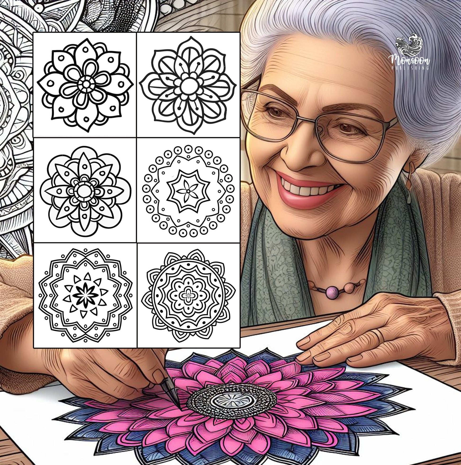 Mandalas für Senioren Malbuch (Digital) - Monsoon Publishing