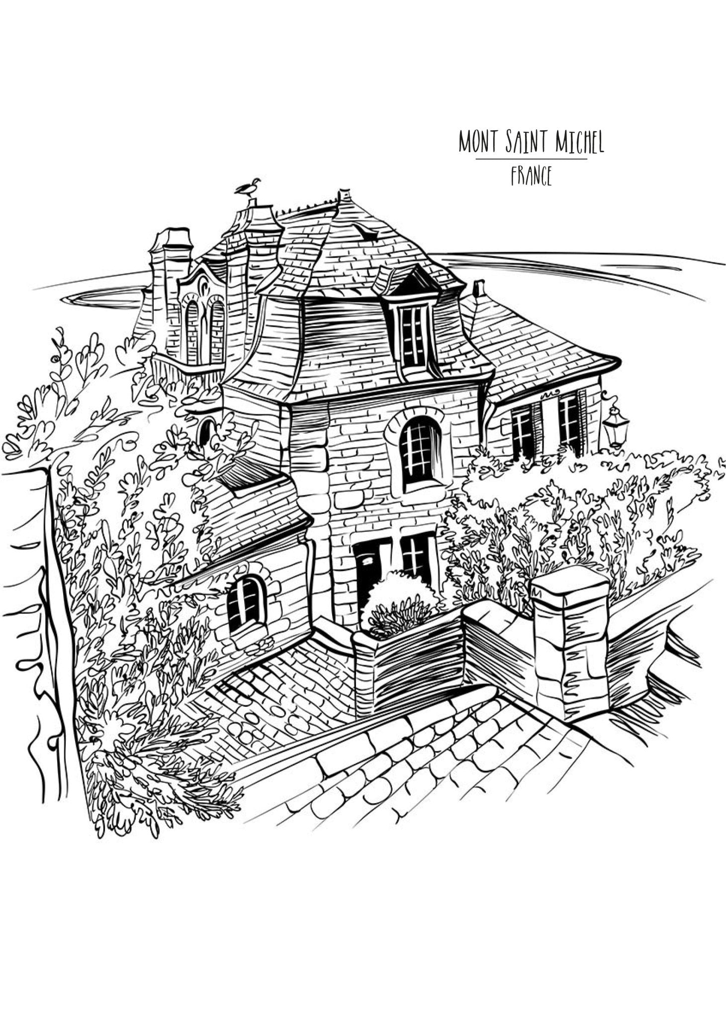 Städte Häuser Burgen Malbuch für Erwachsene 2 (Digital) - Monsoon Publishing