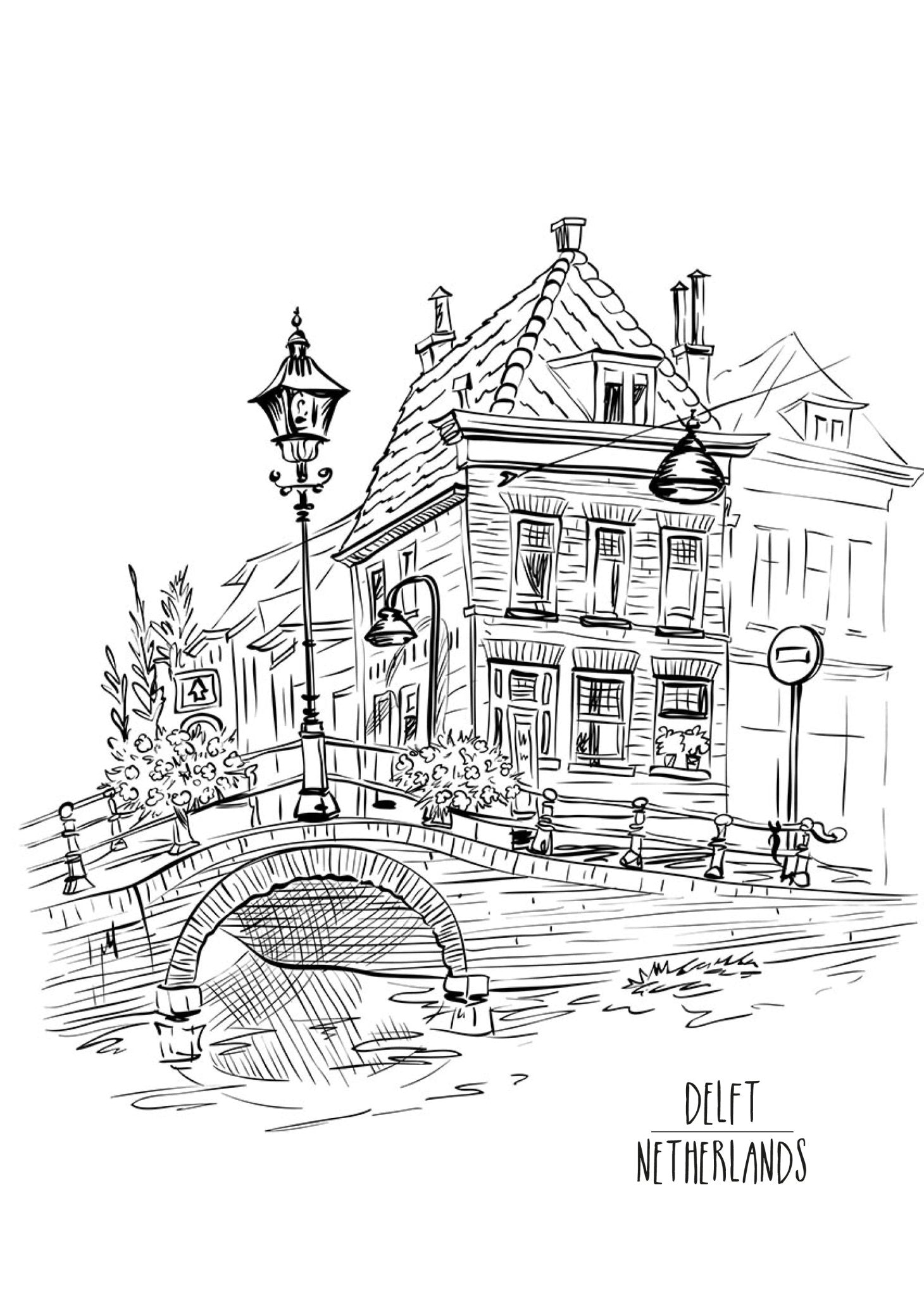 Städte Häuser Burgen Malbuch für Erwachsene 2 (Digital) - Monsoon Publishing