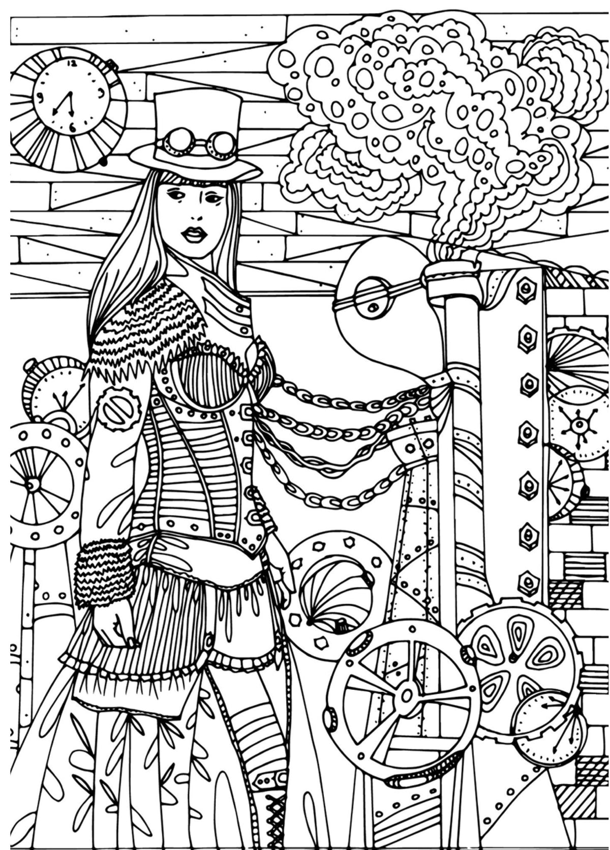 Steampunk Malbuch Für Erwachsene: 60 Entspannende Ausmalvorlagen Im Retro-Futurismus-Stil