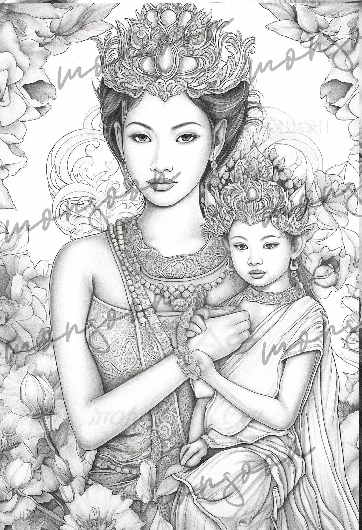 Thailand Malbuch Graustufen (Buchdruck) - Monsoon Publishing