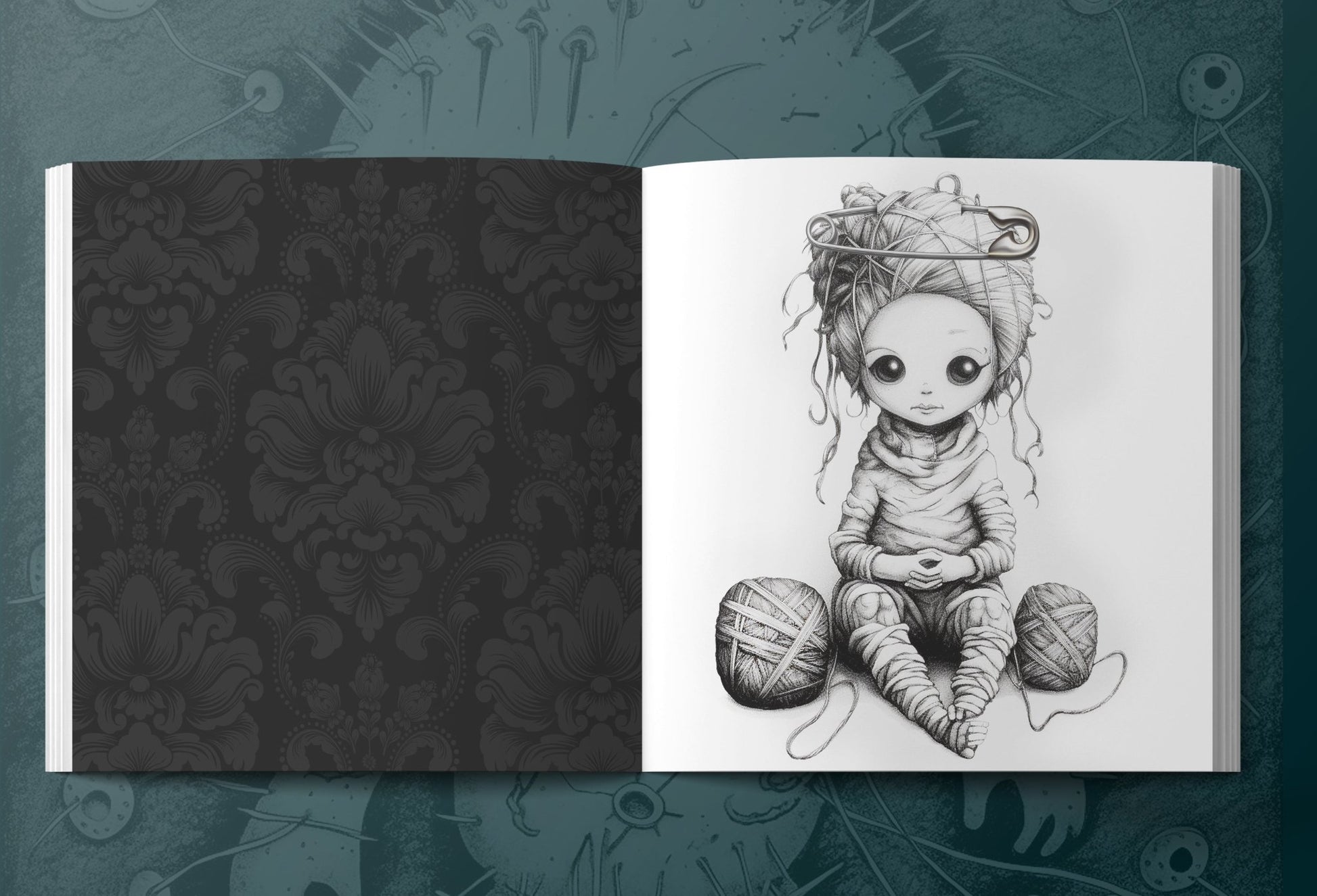 Voodoo Puppen Malbuch Graustufen (Buchdruck) - Monsoon Publishing