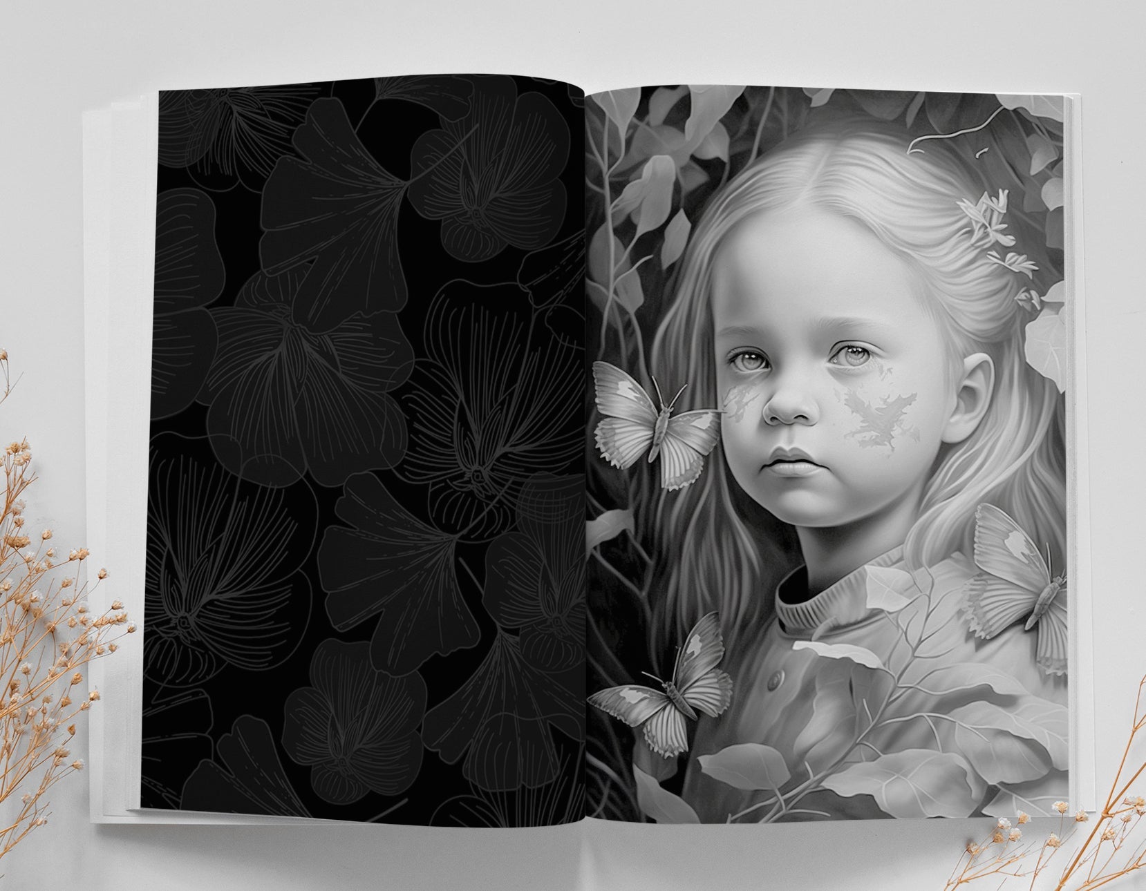 Waldmädchen Malbuch Graustufen (Buchdruck) - Monsoon Publishing
