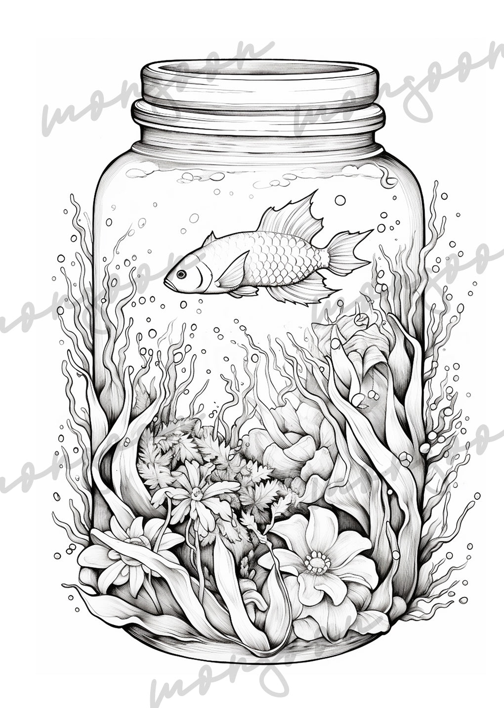Wunderland Graustufen Malbuch (Digital) - Monsoon Publishing