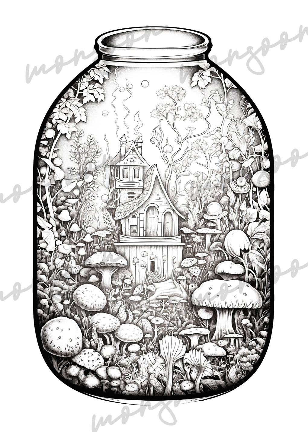 Wunderland Malbuch Graustufen (Buchdruck) - Monsoon Publishing