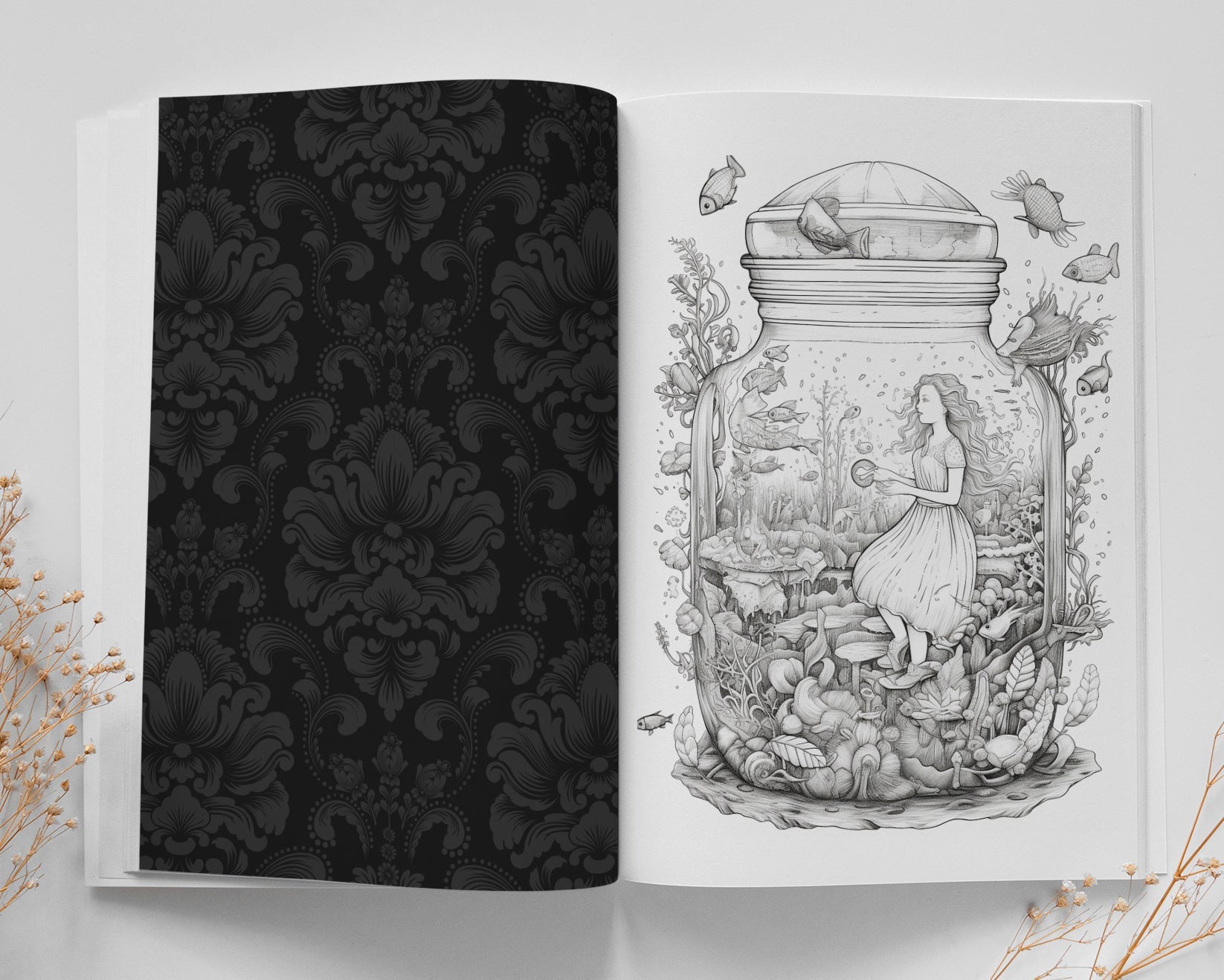 Wunderland Malbuch Graustufen (Buchdruck) - Monsoon Publishing